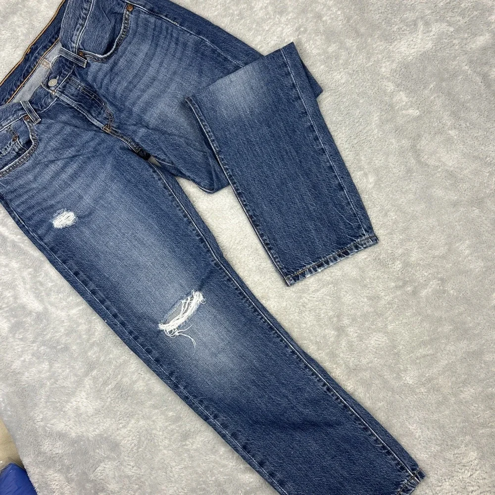 Levis 501‎ Tapered Jeans Men's 30x28 Indigo Distressed Button Fly Western